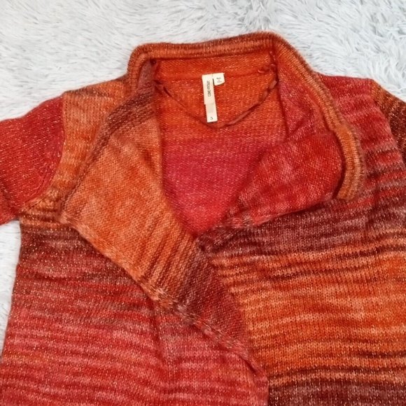 Como Vintage Womens Sweater Cardigan Orange Small Open Front Long Sleeve Sparkle - Picture 5 of 10